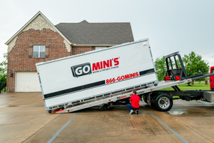 A Go Mini's container being delivered to an Augusta home